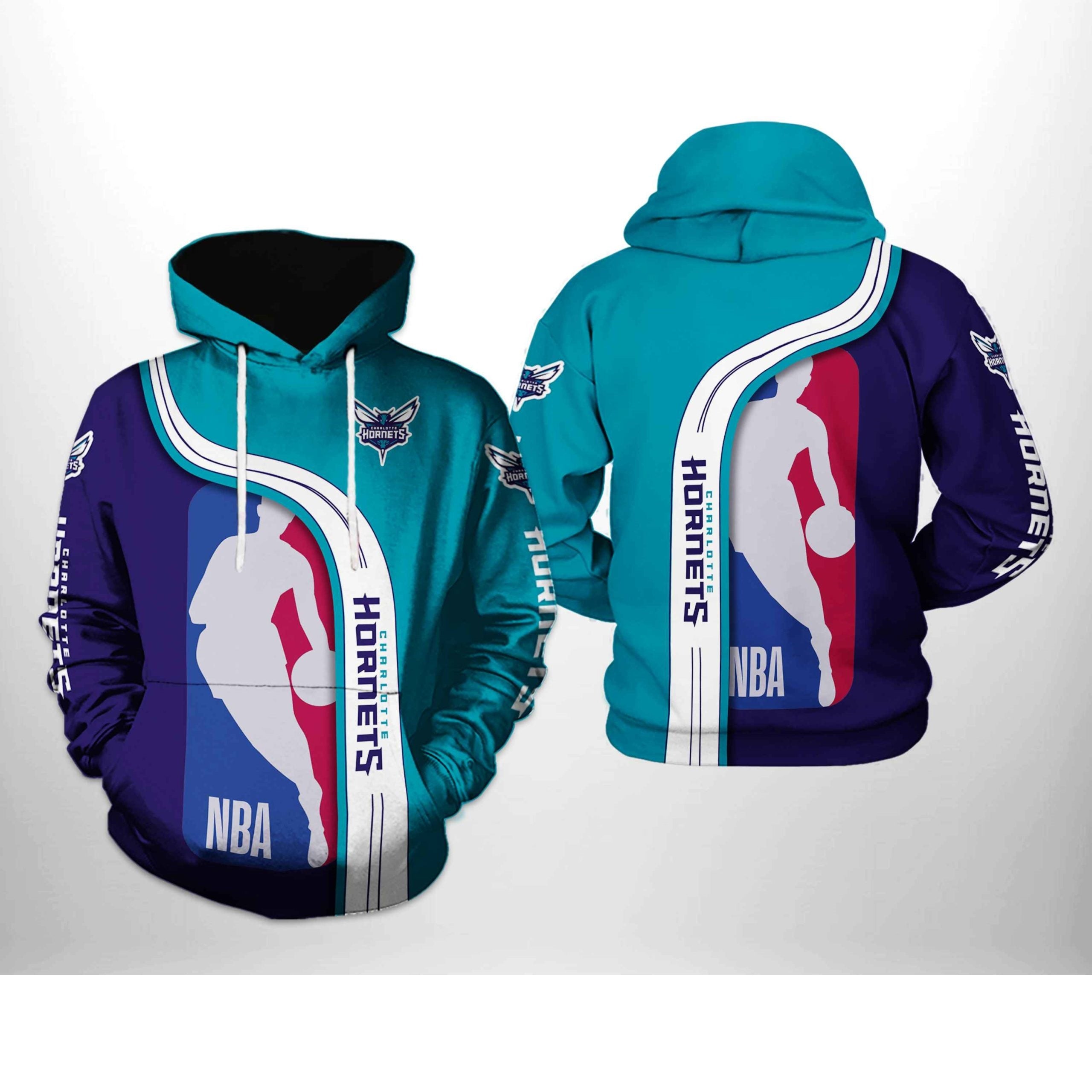 Charlotte Hornets Outline Colorblock Pullover Hoodie